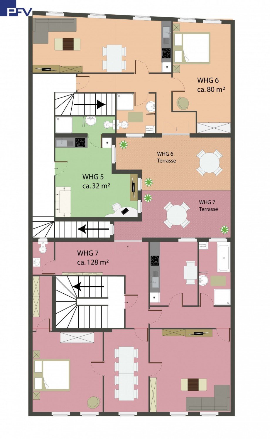 Grundrissvorschlag 1 OG Mehrfamilienhaus Ansbach