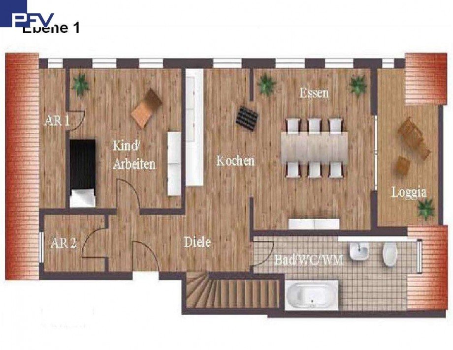 Grundriss Ebene1 Maisonettewohnung F�rth