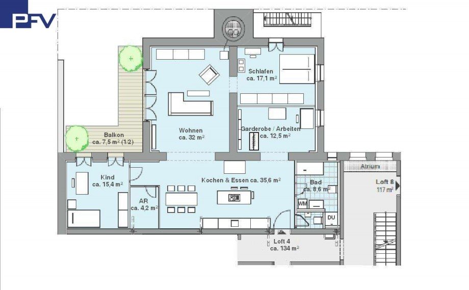 Grundriss Loft-Studio-Atelier F�rth