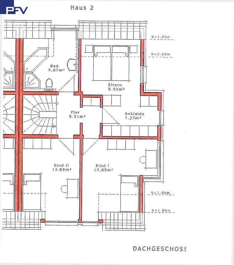 Grundriss DG Doppelhaush�lfte Weiherhaus