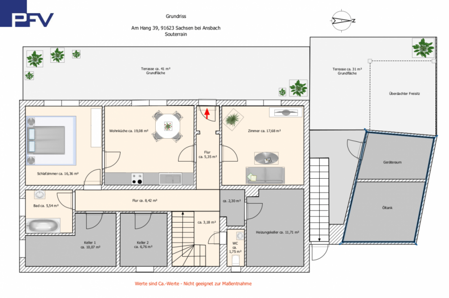Grundriss Souterrain Einfamilienhaus Sachsen b. Ansbach