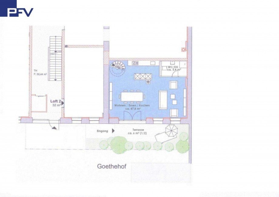 Grundriss EG Maisonettewohnung F�rth