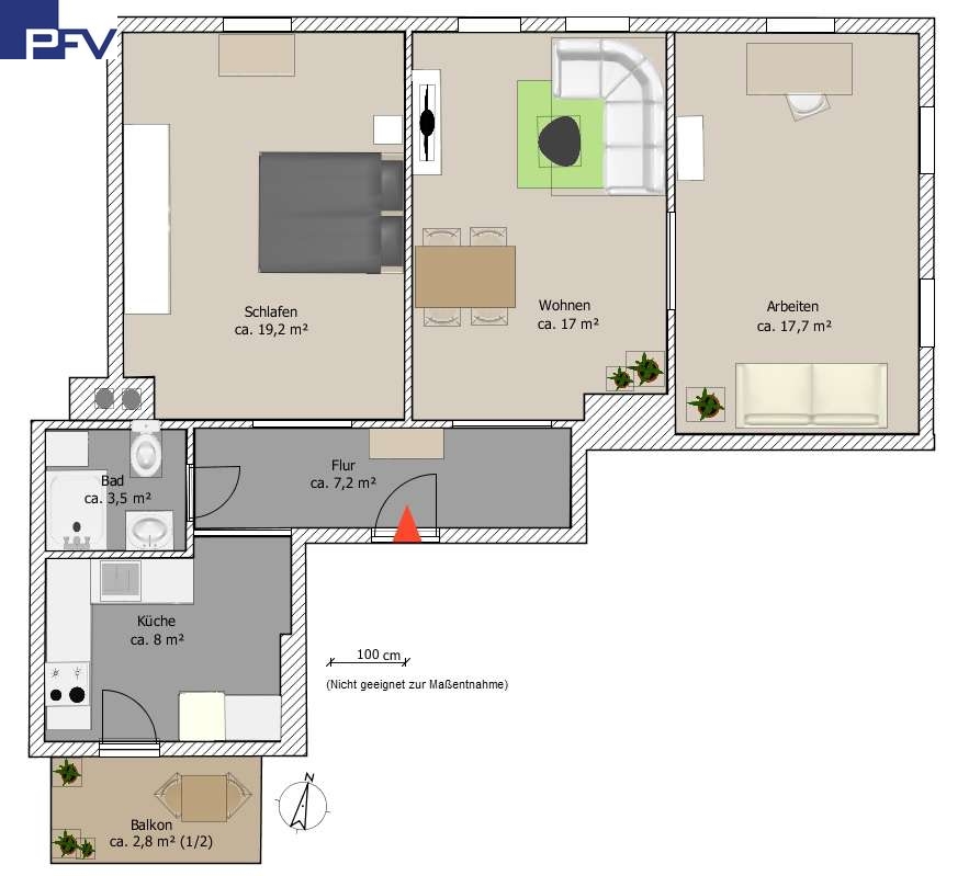 Grundriss Dachgeschosswohnung N�rnberg