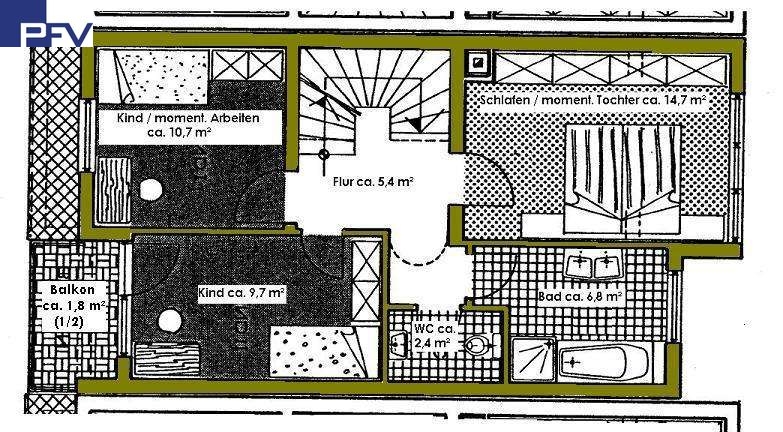 Grundriss OG Reihenmittelhaus Wendelstein