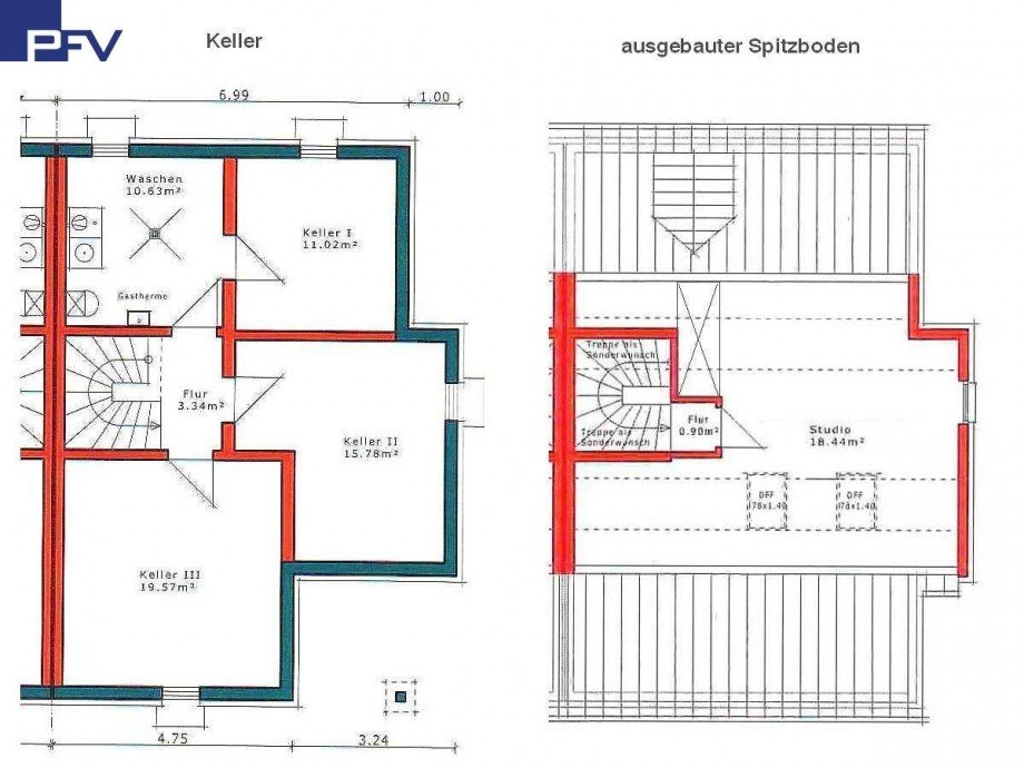 Grundriss Studio & Keller Doppelhaush�lfte Weiherhaus