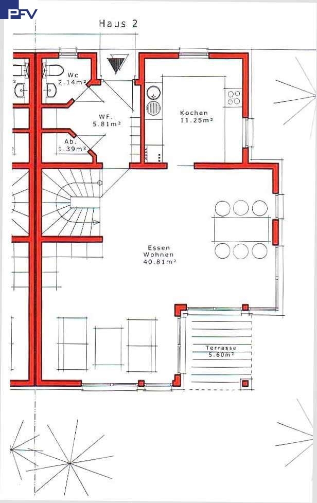 Grundriss EG Doppelhaush�lfte Weiherhaus