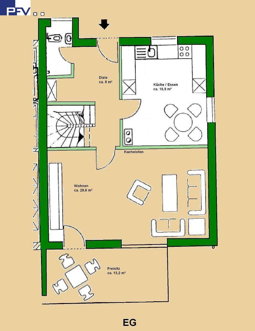 Grundriss EG Doppelhaush�lfte Merkendorf