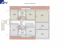 Grundriss 1. DG Fr�nkisches Haus mit 3 Wohnungen und M�glichkeit zum 6-Familien-Haus