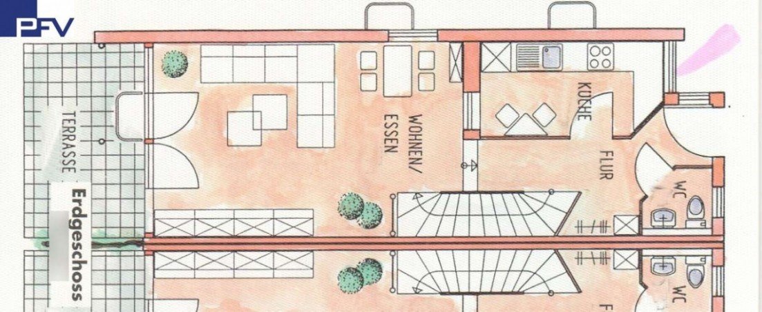 Grundriss EG Reihenmittelhaus Wendelstein