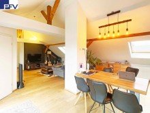 Ess- und Wohnbereich Verkauft: Ganz oben und mitten drin! Stylisches Penthouse-Loft mit sonniger Dachloggia