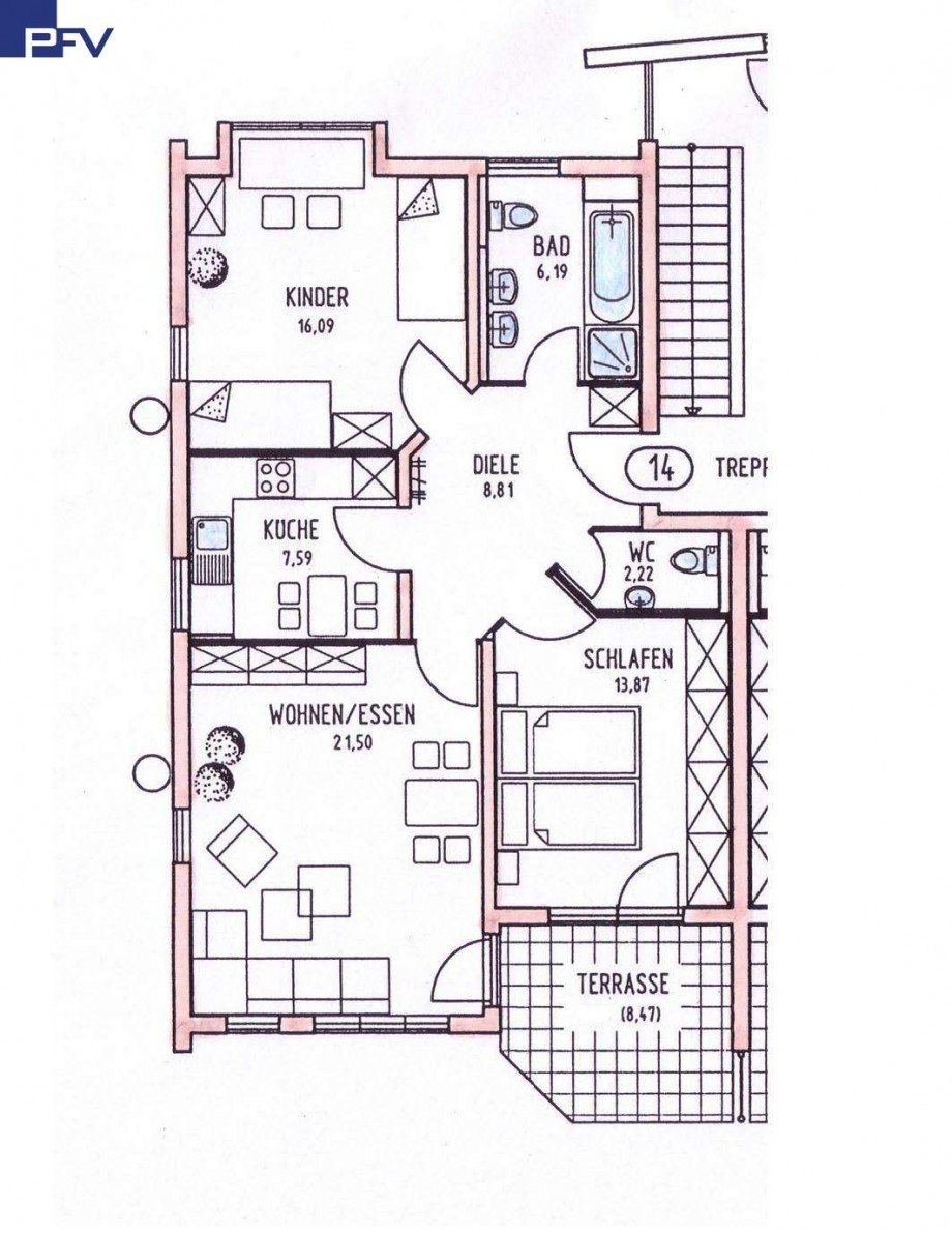 pfiffiger Grundriss Erdgeschosswohnung Wendelstein