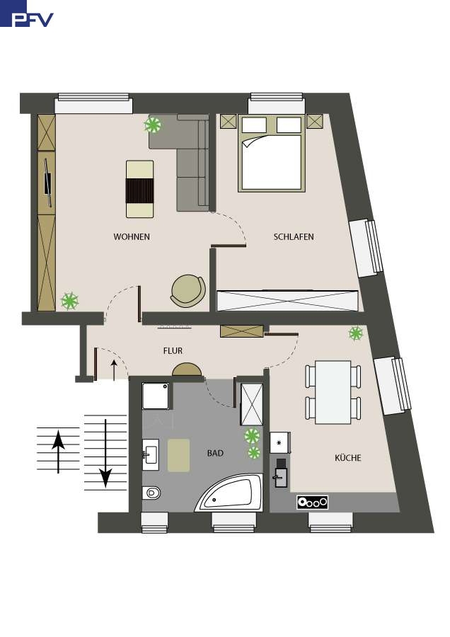 Grundriss - Vorschlag Umbau Etagenwohnung N�rnberg