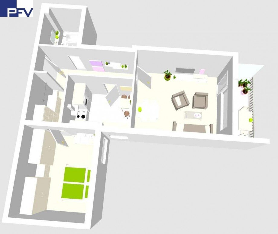 Grundriss 3D Etagenwohnung Haar