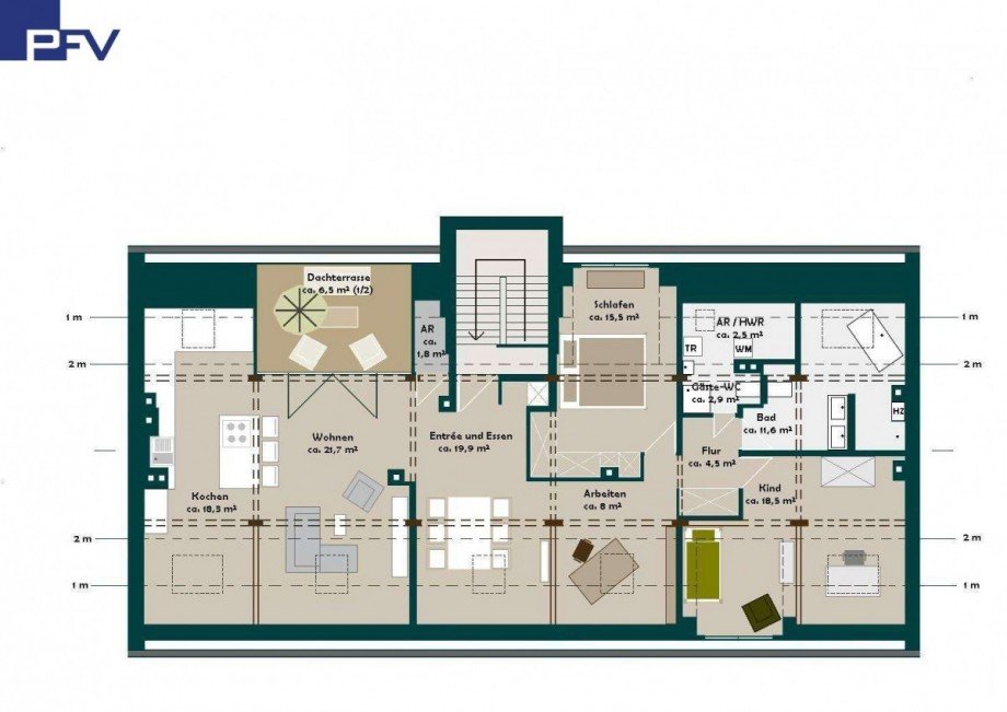 Grundriss (Vorschlag) Dachgeschosswohnung N�rnberg