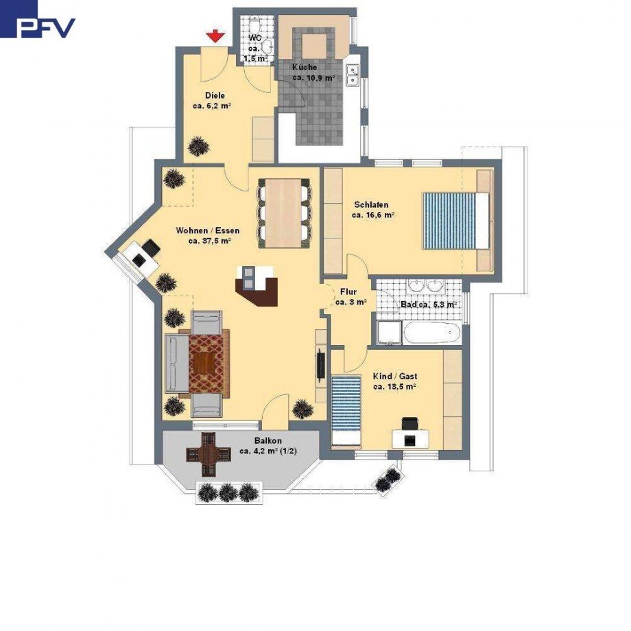 Grundriss Dachgeschosswohnung Wendelstein