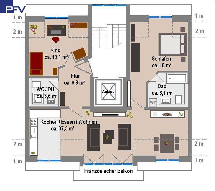 Grundriss Dachgeschosswohnung N�rnberg