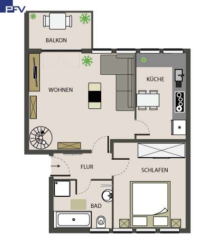 Grundriss untere Ebene Maisonettewohnung Wendelstein