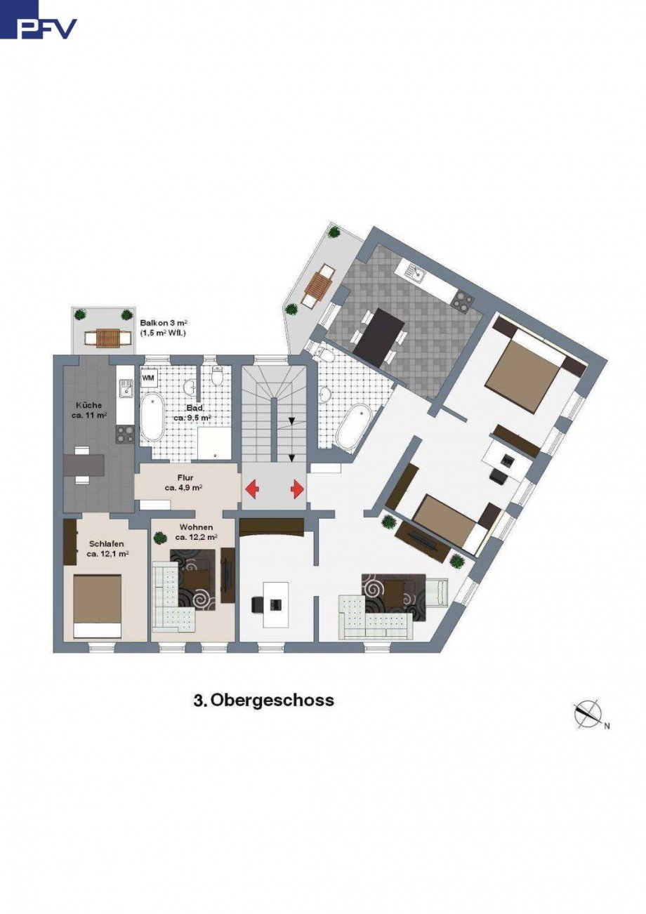 Grundriss Etagenwohnung N�rnberg / St. Peter